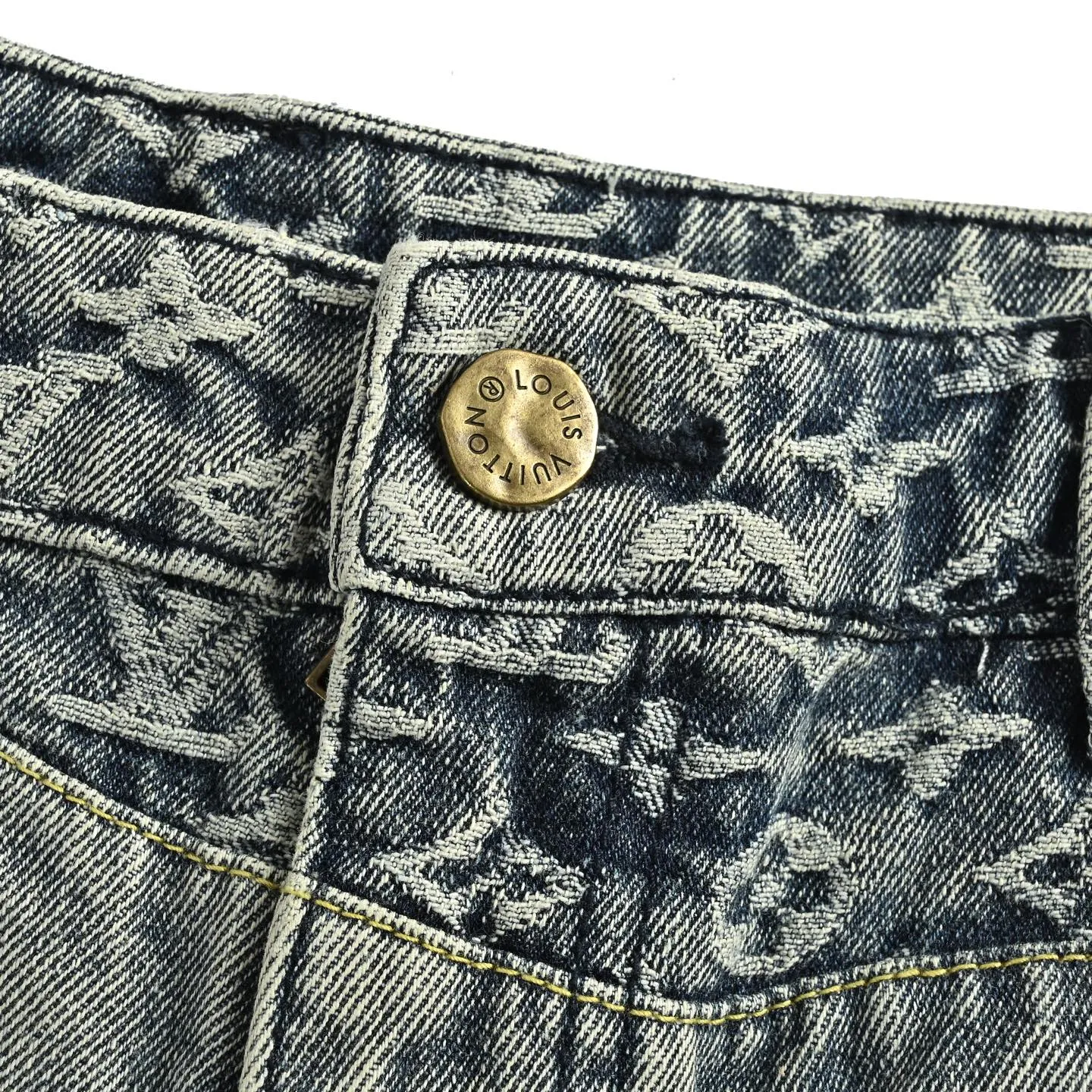 Louis Vuitton/Louis Vuitton love leather brand old flower jacquard jeans